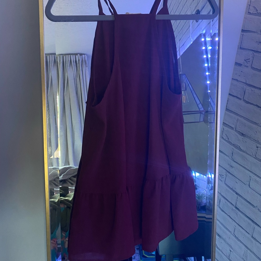 halterback maroon blouse